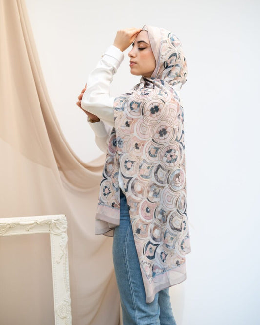 Aqua Rosy Crystals in chiffon