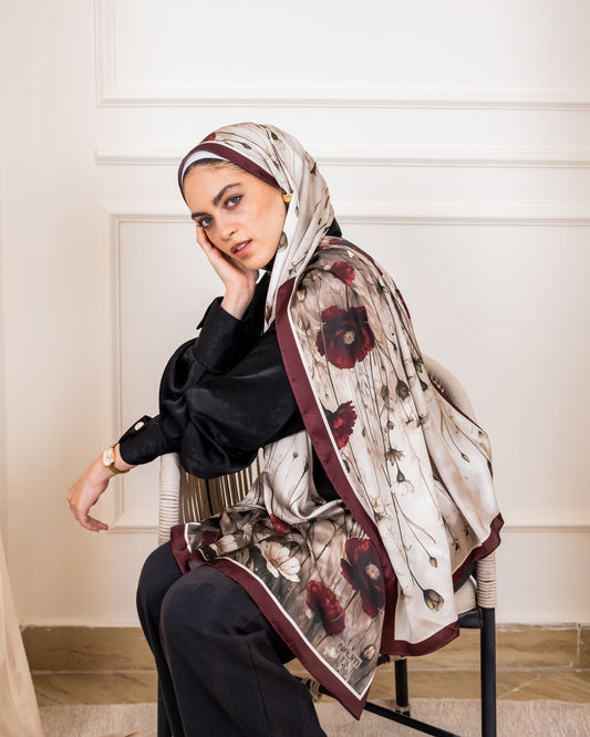 Burgundy Veil in satin