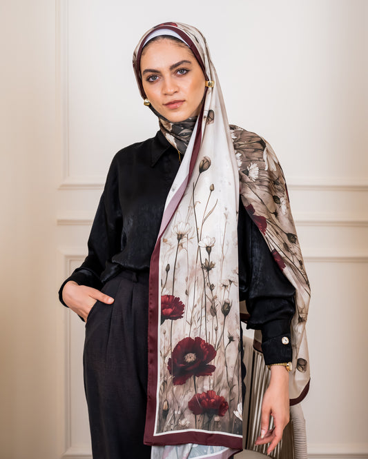 Burgundy Veil in satin